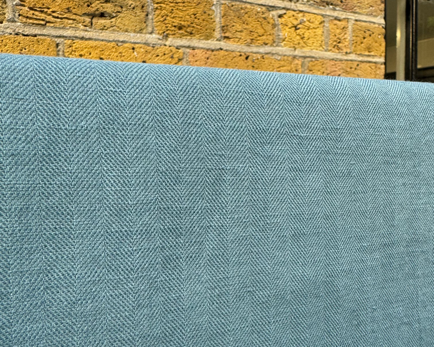 Linen Cotton Herringbone Blue Grey