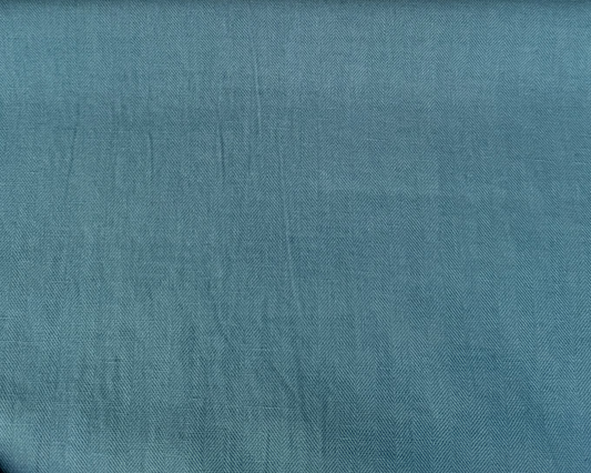 Linen Cotton Herringbone Blue Grey